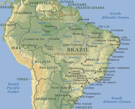 brasilien physische karte übersichtskarte